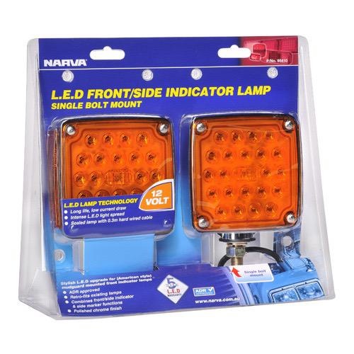 Narva 12V - Model 54 Combined L.E.D Front & Side Direction Indicator, Single Bolt Lamp Pack - Blister Pack