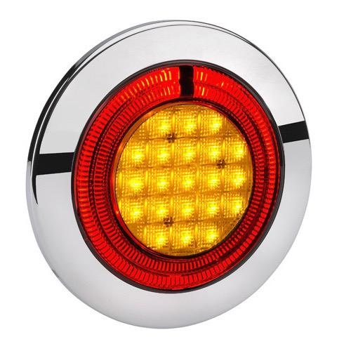 Narva 9-33V - Model 56 L.E.D Rear Direction Indicator Lamp (Amber) w/ Red L.E.D Tail Ring - 125mm Dia