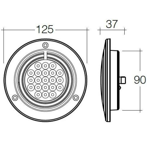 Narva 9-33V - Model 56 L.E.D Rear Direction Indicator Lamp (Amber) w/ Red L.E.D Tail Ring - 125mm Dia