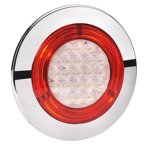 Narva 9-33V - Model 56 L.E.D Reverse (White) w/ Red L.E.D Tail Ring - 155mm Dia