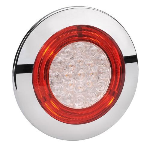 Narva 9-33V - Model 56 L.E.D Rear Stop (Red) & Direction Indicator Lamp (Amber) w/ Red L.E.D Tail Ring - 155mm Dia