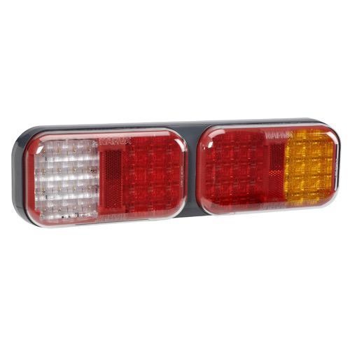 Narva 9-33V - Model 41 L.E.D Rear Twin Stop/Tail, Direction Indicator & Reverse Lamp w/ In-built Retro Reflectors, 0.5m of Hard-Wired Cable & Grey Housing - Blister Pack