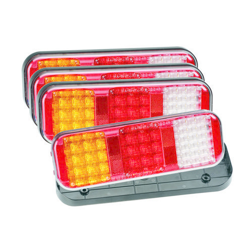 Narva 9-33V - Model 42 L.E.D Rear Stop/Tail, Direction Indicator & Reverse Lamp w/ In-built Retro Reflectors & 0.5m of Hard-Wired Cable (4 Packs)