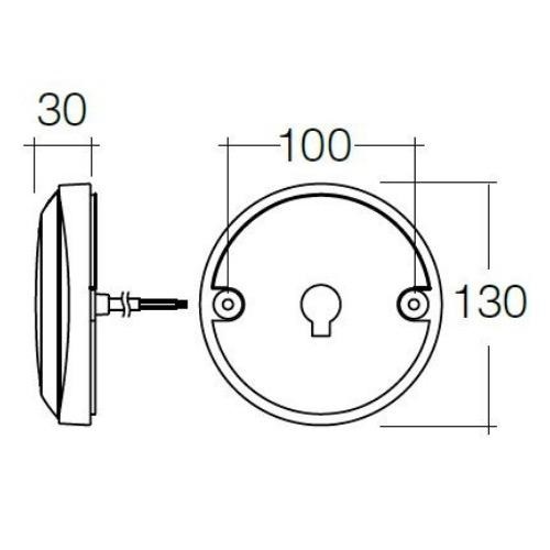 Narva 9-33V - Model 43 L.E.D Rear Stop Lamp (Red) w/ Red L.E.D Tail Ring, 0.5m Hard-Wired Sheathed Cable & Black Base