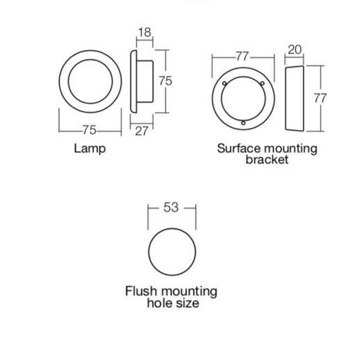 Narva 10-30 Volt 1W LED Courtesy Lamp with Off/On Switch, White Face Plate & Mounting Spacer