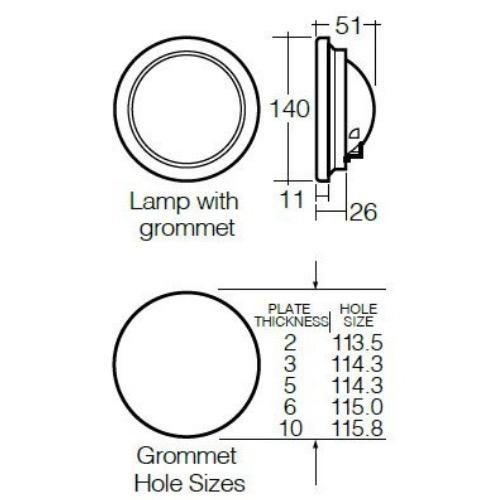 Narva Model 40 - 24V Sealed Rear Stop/Tail Lamp Kit (Red) w/ Vinyl Grommet
