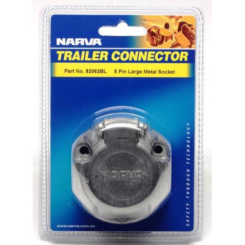 Narva 5 Pin Large Round Metal Trailer Socket - Blister Pack