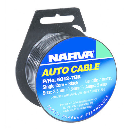 Narva 5A Single Core Cable - Dia: 2.5mm - Length: 7m