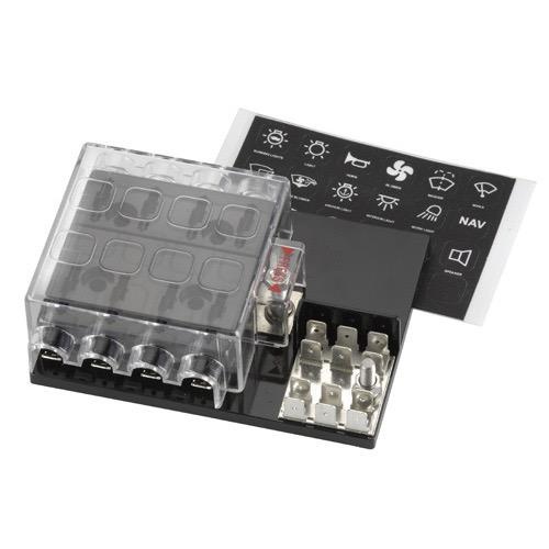 Narva 8-Way Standard ATS Blade Fuse Block with Single Grounding and Power-In Terminals