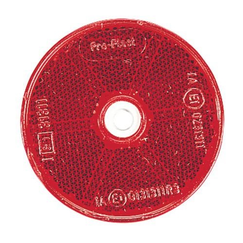 Narva Red Retro Reflector 60mm dia. with Central Fixing Hole - Blister Pack of 2