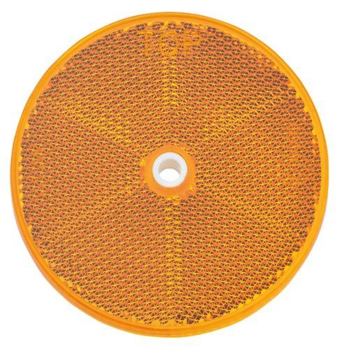 Narva Amber Retro Reflector 80mm dia. with Central Fixing Hole - Blister Pack of 2
