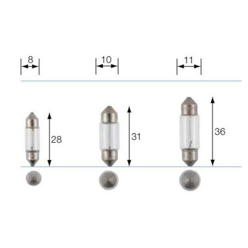 Narva 12V 3W SV7-8 Festoon Globe (Blister pack of 2)