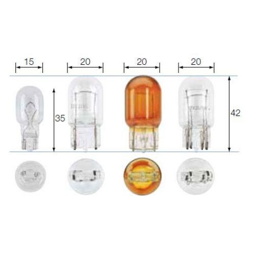 Narva 12V 21W W3 X 16D WY21W AMBER Wedge Globe (Blister pack of 2)