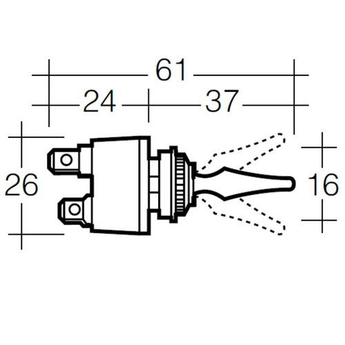 Narva Momentary (On)/Off/Momentary (On) Toggle Switch (Aerial) - Blister Pack