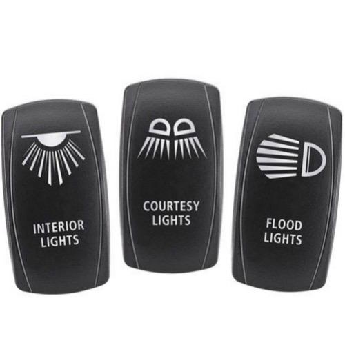 Narva Actuator Panel w/ Symbols - Set of 3 - Interior Lights/Courtesy Lights/Flood Light