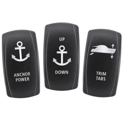 Narva Actuator Panel w/ Symbols - Set of 3 - Anchor Power/Anchor Up-Down/Trim Tabs