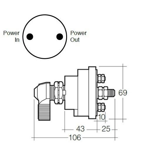 Narva Battery Master Switch Lever Type with Indexing Post