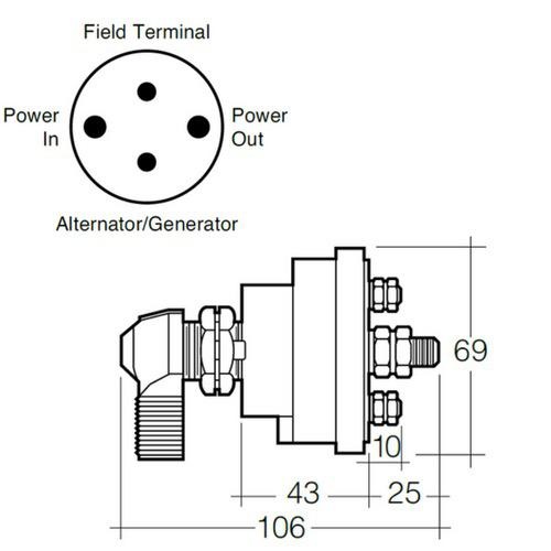 Narva Battery Master Switch Lever Type with Indexing Post with Alternator/Generator Field Circuit