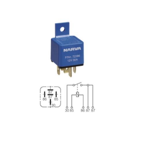 Narva 12V - 30A 5 Pin Mini Relay w/ Resistor - Blister Pack