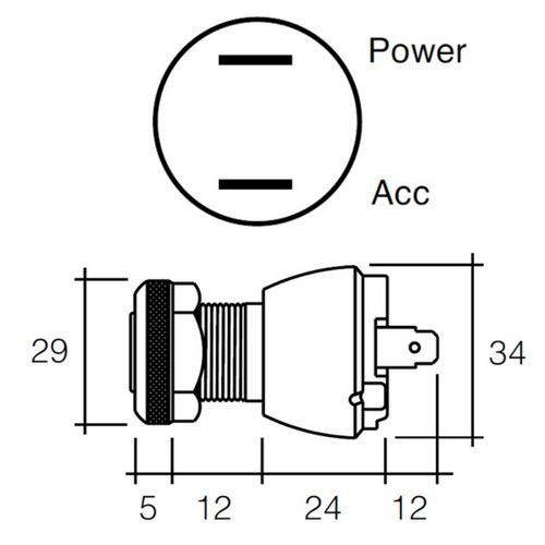 Narva Off/On Heavy-Duty Ignition Switch - 10A at 12V - 19mm Diameter