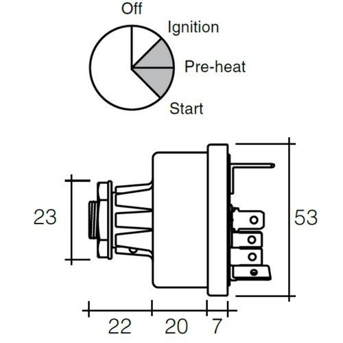 Narva 4 Position Ignition Switch Suits Massey Ferguson Equipment