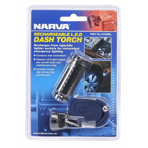 Narva 12V LED Rechargable Torch - Charges in Cigarette socket