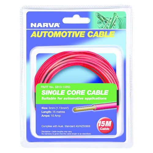 Narva 10A Single Core Cable - Dia: 3mm - Length: 15m