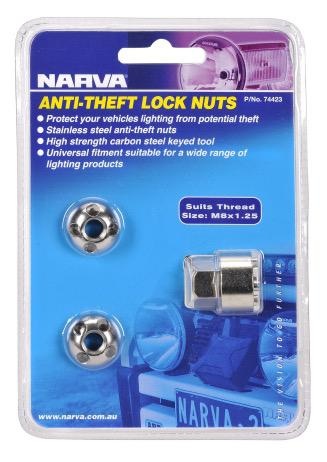 Narva Anti-theft Lock Nuts - Size M8 x 1.25