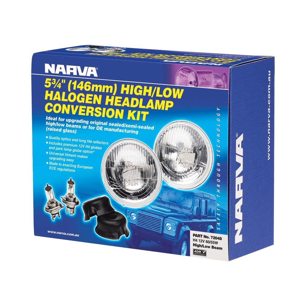 Narva H4 5 3/4" (146mm) 12V 100/55W High/Low Beam Halogen Headlamp Conversion Kit (Raised Glass)