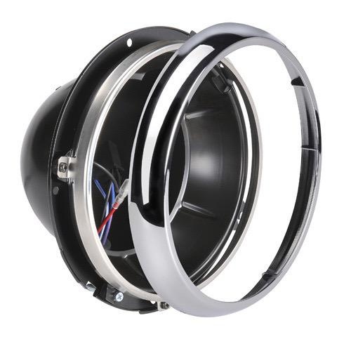 Narva 7" (178mm) Steel Headlamp Bucket with S/S Retaining Ring and Chrome Trim - Closed Back