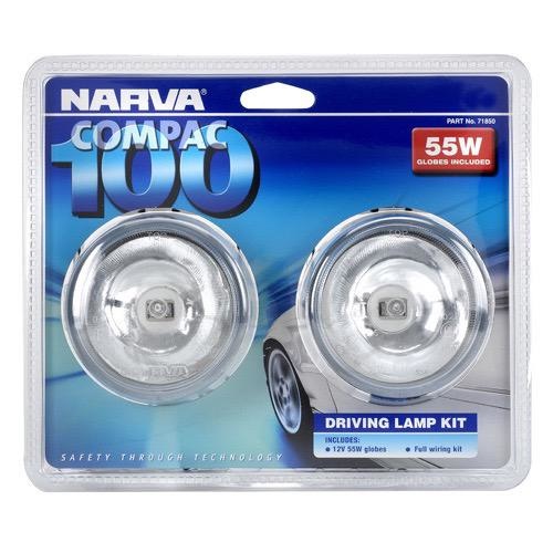 Narva Compac 100 Driving Lamp Kit - 12 Volt 55W - 100mm Dia. (Blister Pack)