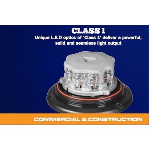 Narva Class 1 - Eurotech L.E.D Strobe/Rotator Light (Amber) w/ 6 Selectable Flash Patterns, Flange Base, 12/24V