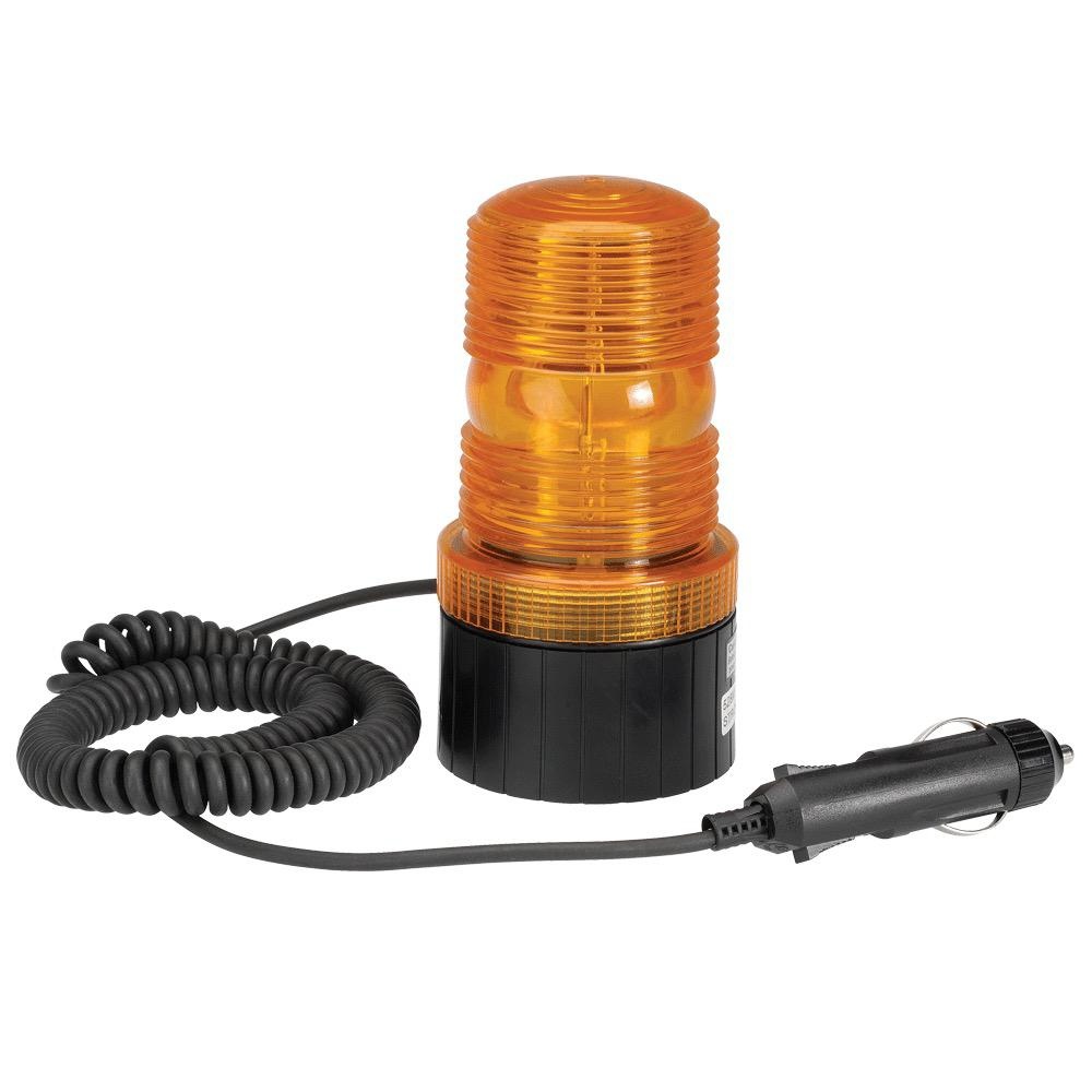 Narva L.E.D Quad Flash Strobe Light (Amber) Magnetic Base 12-80V w/ Cigarette Lighter Plug & 2.5m Spiral Lead
