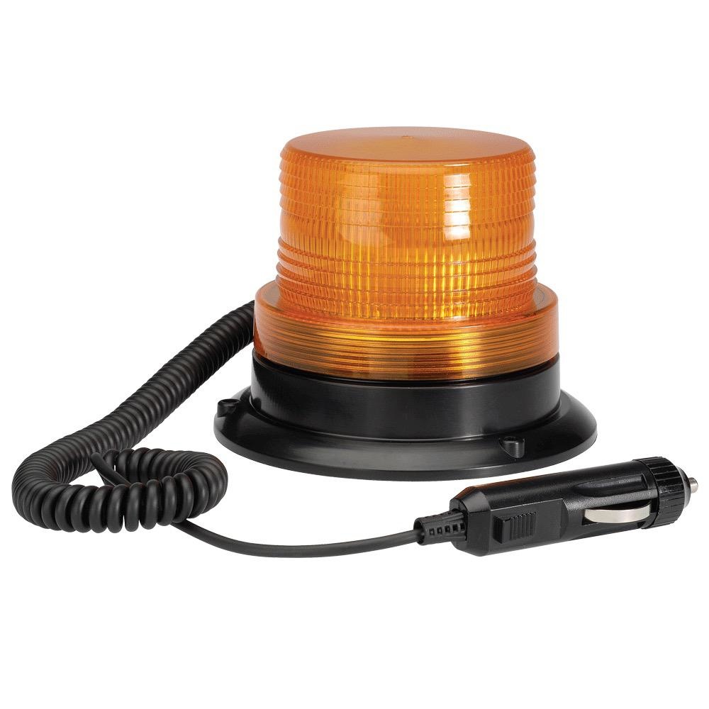 Narva L.E.D Quad Flash Strobe/Rotator Light (Amber) w/ Magnetic Base, Cigarette Lighter Plug & 2.5m Spiral Lead, 12-80V