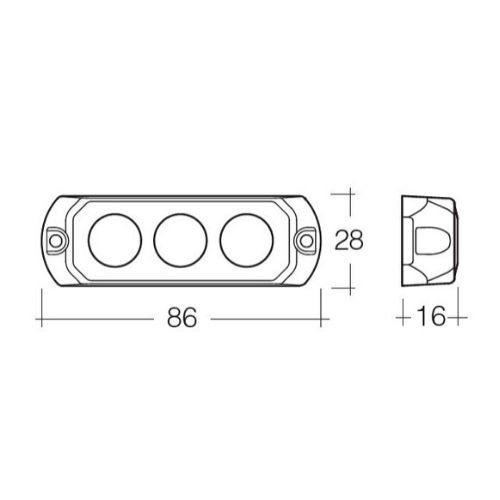 Narva 12/24V Low Profile High Powered L.E.D Warning Light 3 x 1W L.E.Ds w/ Multiple Flash Patterns