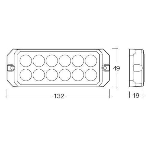 Narva 12/24V Low Profile High Powered L.E.D Warning Light Module 12 x 1W L.E.Ds w/ Multiple Flash Patterns