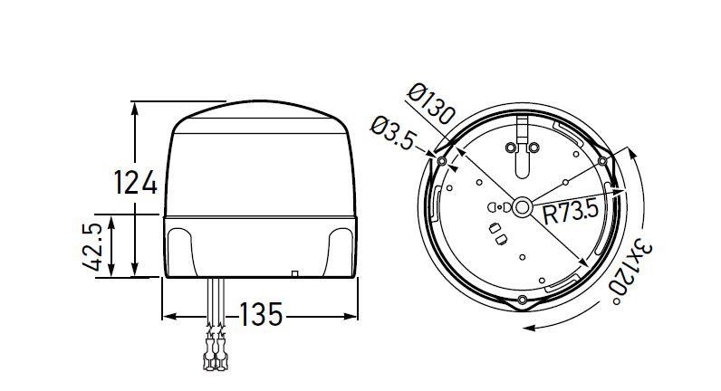 Hella LED Warning Beacon - OptiRAY 2.0  Rotating - Fixed Mount