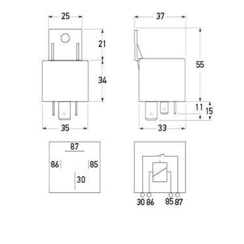 Hella High Capacity Normally Open Relay - 12V DC - 4 Pin - Max Load: 60A