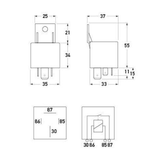 Hella High Capacity Normally Open Relay - 24V DC - 4 Pin - Max Load: 60A