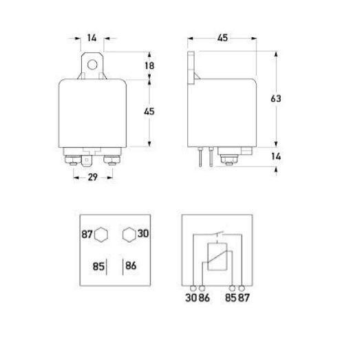 Hella High Capacity Normally Open Relay - 24V DC - 4 Pin - Max Load: 80A Peak Current (60A continuous)