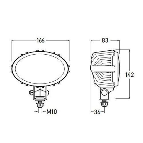 Hella Oval 100 LED Thermo Pro Work Lamp - Upright or Pendant, Swivel Base