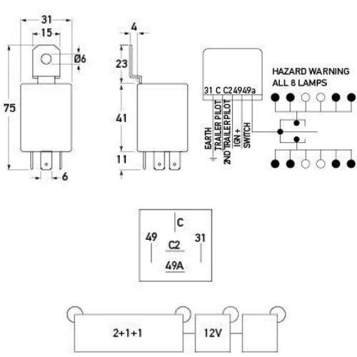 Hella HCS Electronic Flasher Unit 2+1+1 (12V DC)