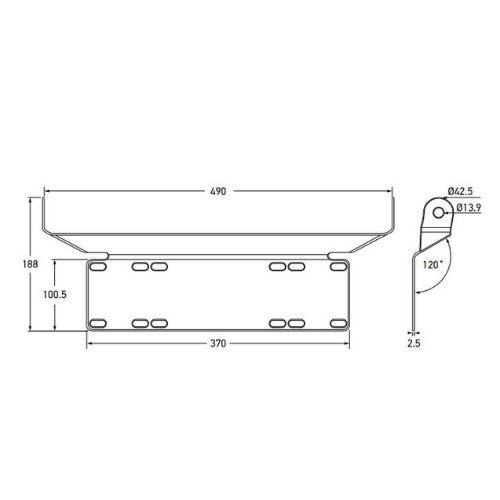 Hella LED Light Bar Number Plate Bracket - 470 - Single Mount