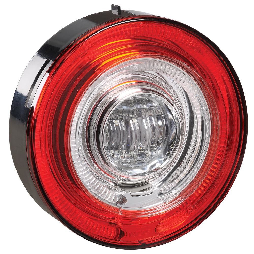 Narva 9-33V Model 57 L.E.D Rear Direction Indicator Lamp, Stop Lamp (Red) w/ Tail Ring (Red) & Reverse (White), 0.15m Lead w/ AMP Connector