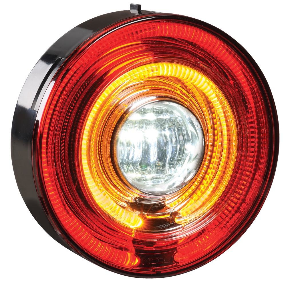 Narva 9-33V Model 57 L.E.D Rear Direction Indicator Lamp, Stop Lamp (Red) w/ Tail Ring (Red) & Reverse (White), 0.15m Lead w/ AMP Connector