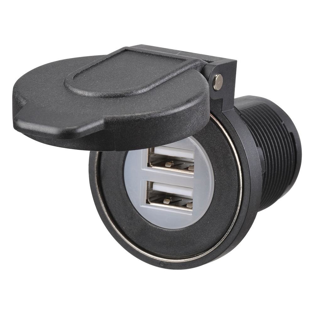 Narva Heavy-Duty Dual USB Socket with Magnetic Dust Cover