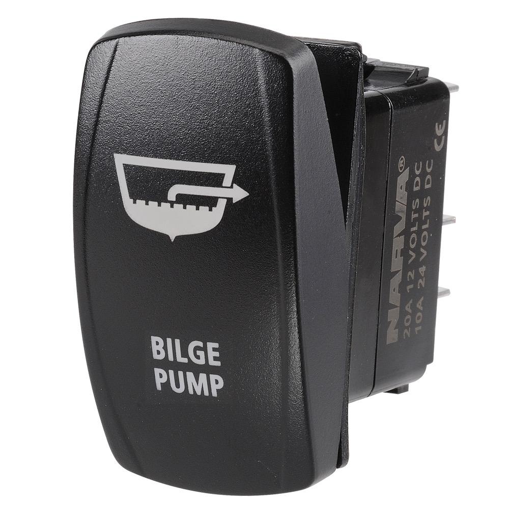 Narva 12/24V Off/On L.E.D Illuminated Sealed Rocker Switch with "Bilge Pump" Symbol (Blue)