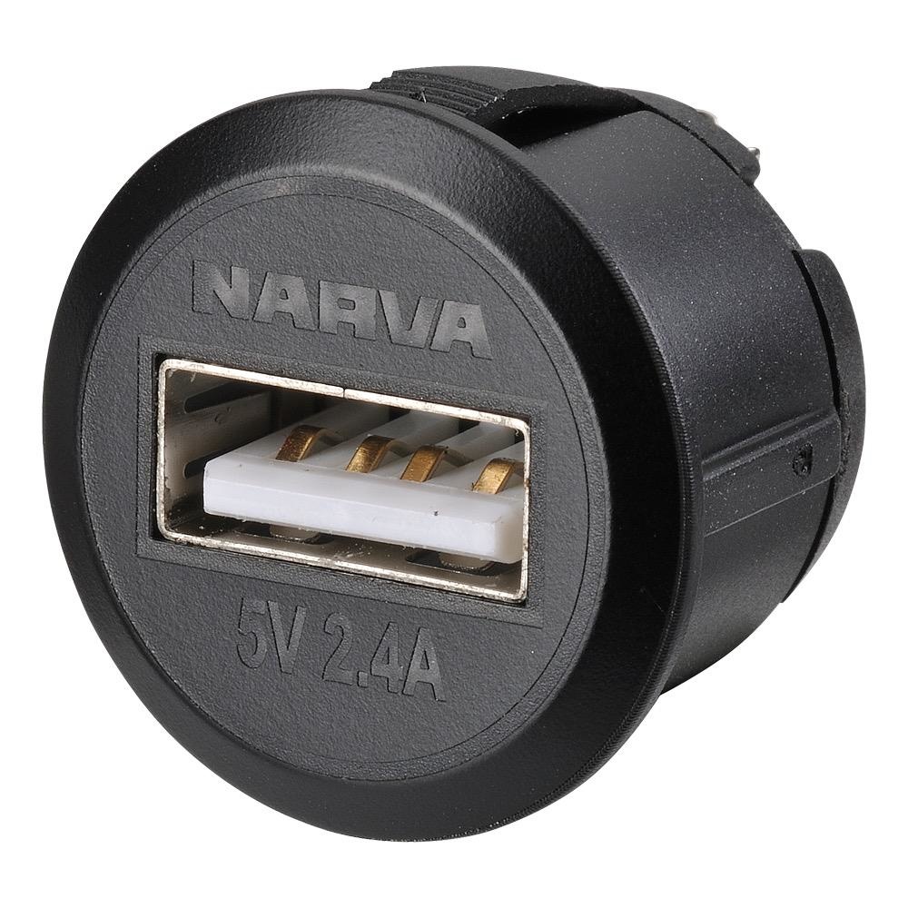 Narva Heavy-Duty Mini Flush Mount USB Socket