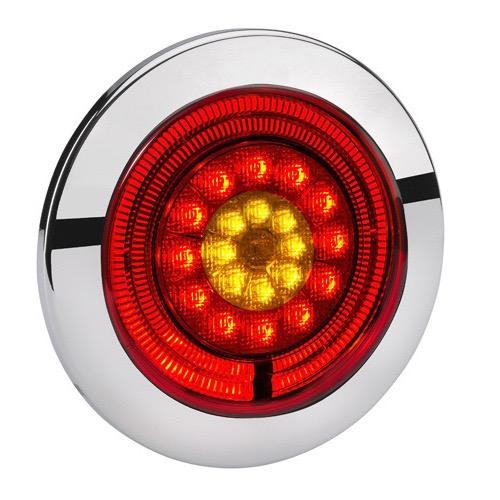 Narva 9-33V - Model 56 L.E.D Rear Stop (Red) & Direction Indicator Lamp (Amber) w/ Red L.E.D Tail Ring - 125mm Dia