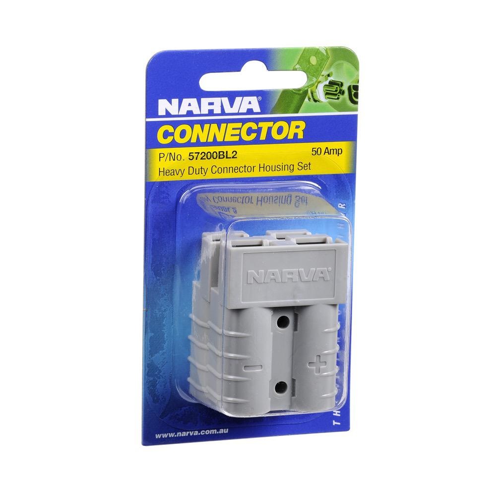 Narva Heavy-Duty 50 Amp Connector Housing (Grey) with Copper Terminals - Twin Pack